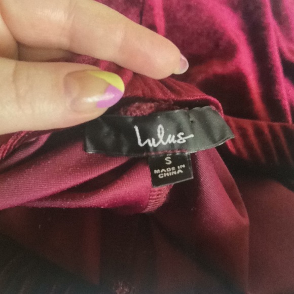 LULUS STYLE BURGANDY VELVET TIE FRONT TWO PIECE! - Picture 10 of 10